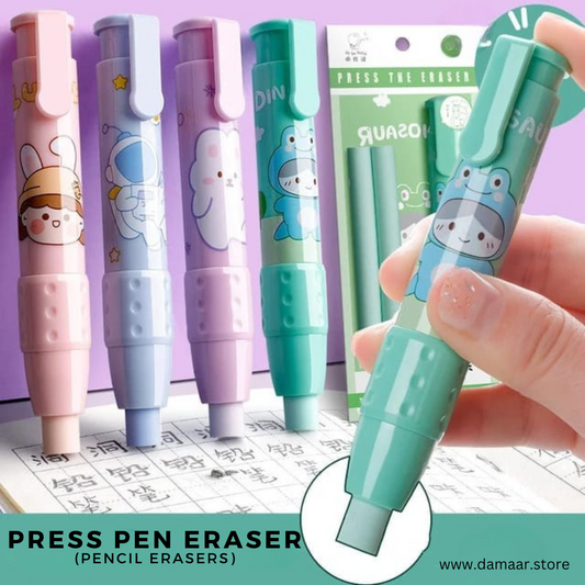 Pen Style Eraser | Convenient to Carry | Smooth Erasing | Pack of Two different design