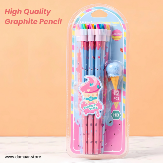 Ice Cream Theme Pencil | Smooth Writing | High Quality Graphite Pencil | Stationery