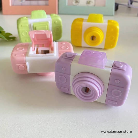 3 in 1 Camera Sharpener | With Eraser & Dust Cleaner | Cute and Handy | Pack of any 2 Colours