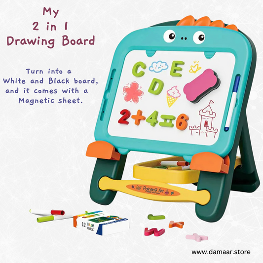 Interactive Double-Sided Drawing Board - 2 in 1 | Magnetic sheet | Child Development