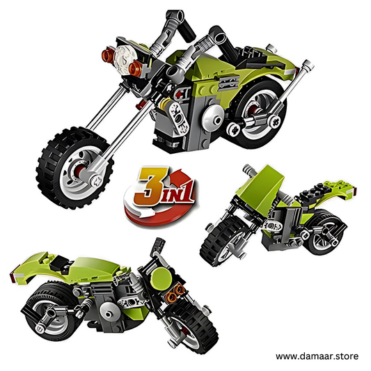 Highway Cruiser Bike | 3 in 1 Brick Design | 129 pcs | Educational Toy | 6+ Ages