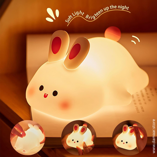 Bunny Rabbit Lamp | Soft Silicone | 3 Level Adjustable Brightness | Soft & Cuddly Feel | USB-C Rechargeable