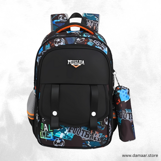 Shine Football Print Bag | Large Capacity | Soft Feel | Lightweight School Bag