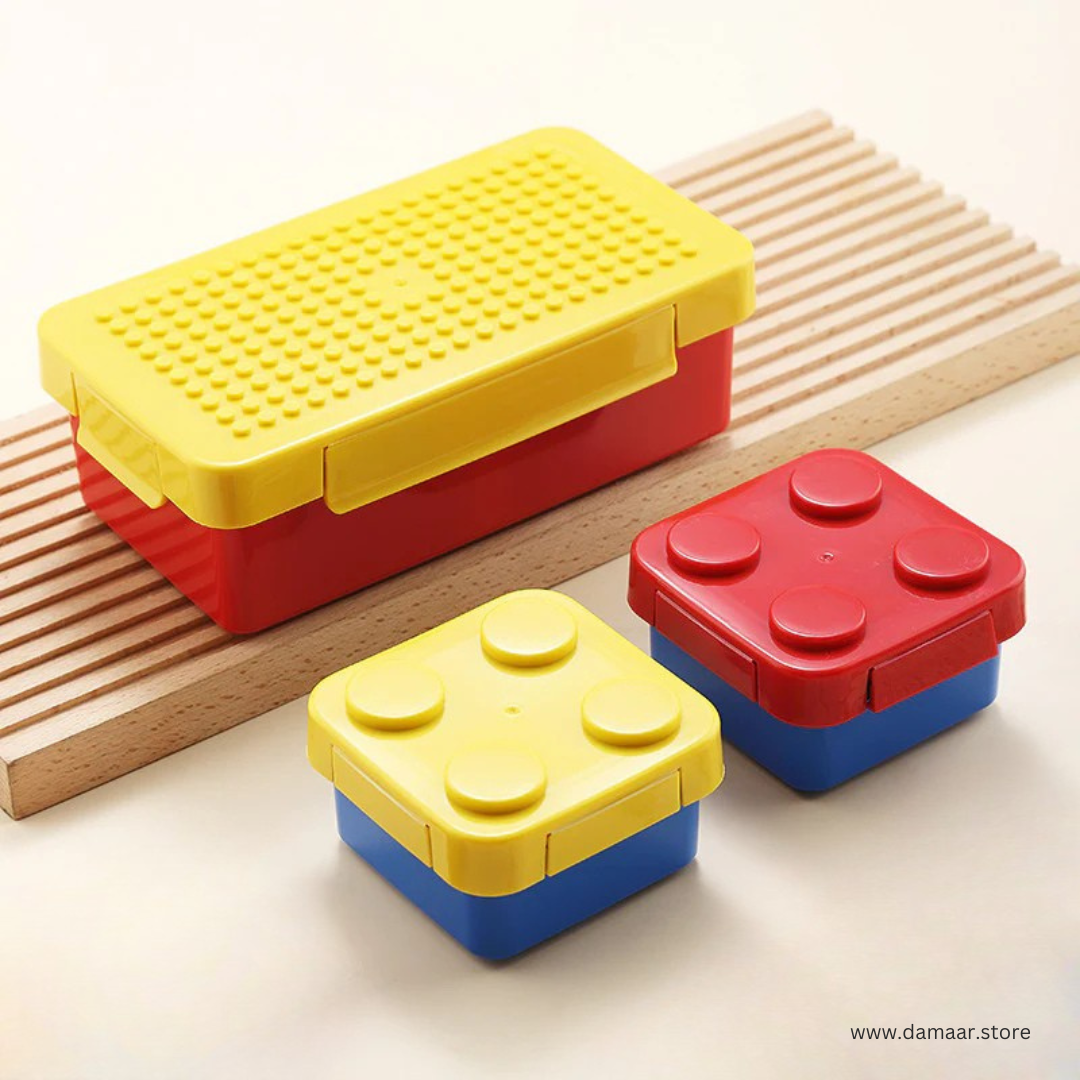 Smart Block Lunch Box | LEGO Style Brick Design | Space Saving | School, College, Travel or Office