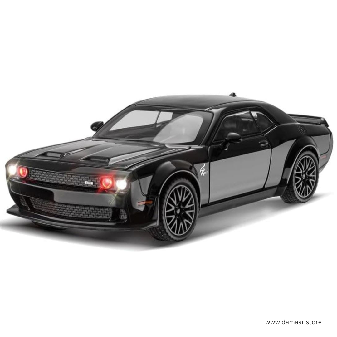 Dodge Challenger Car | 1:24 Large Size | Premium and Rich Look | Die Cast Metal Pull Back | Lights and Music
