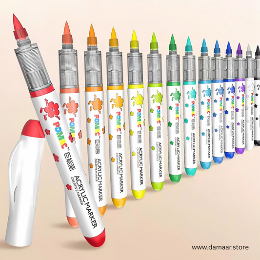 POMAC Liquid Acrylic Marker | Vibrant Colors | Clean Artwork | Choose 12pcs or 24pcs Pack | Gift Pack