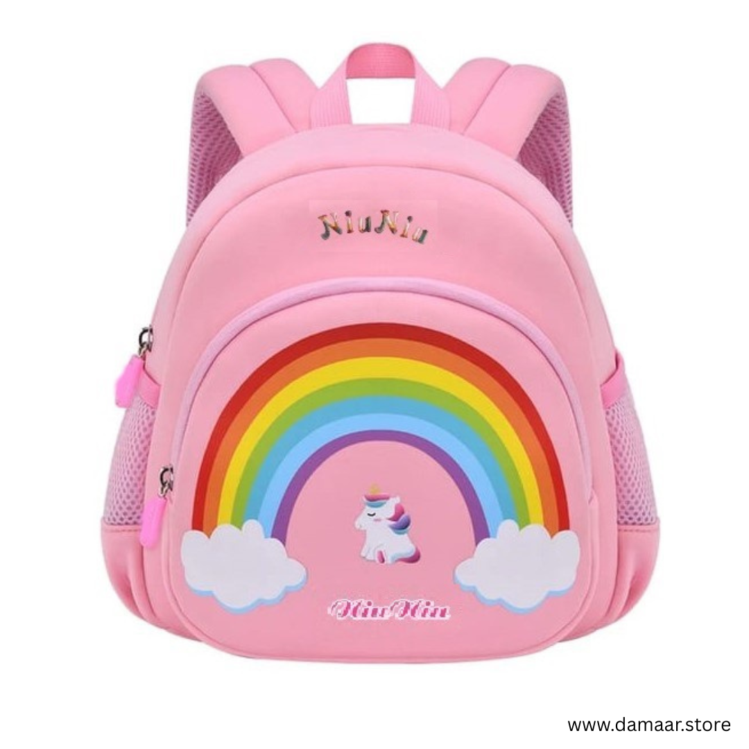 Cute Rainbow  Backpack | Multistorage Capacity | Small Bag for kids 2-5 years | School Bag, Travel Bag