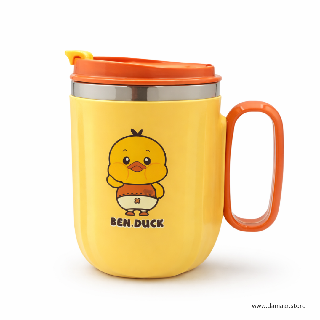 Ben Duck Mug | Cute Design | 400 ML Capacity | Hot or Cold | Stainless Steel Mug | for Kids