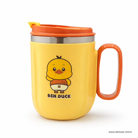Ben Duck Mug | Cute Design | 400 ML Capacity | Hot or Cold | Stainless Steel Mug | for Kids