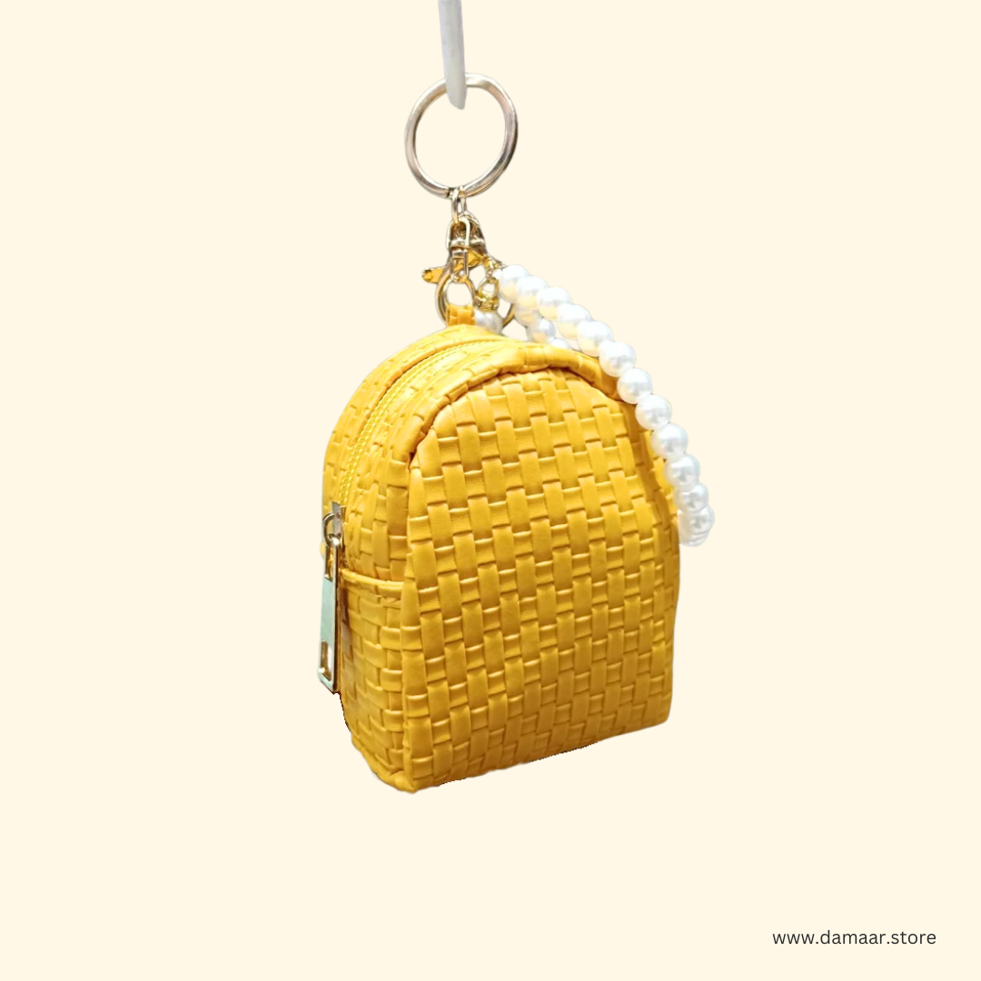 Mini Woven Keychain Pouch | Stylish | Compact | Multipurpose Use | Smooth Zip | Gift
