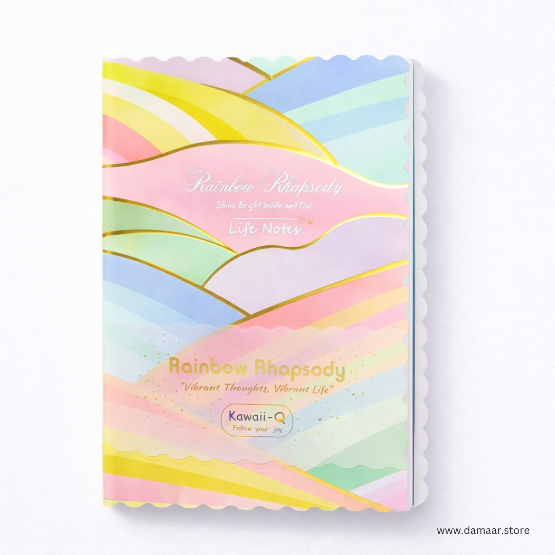 Rainbow Shine Notebook | Premium Kawaii-Q Notebook | Vibrant Colourful | Ruled Pages