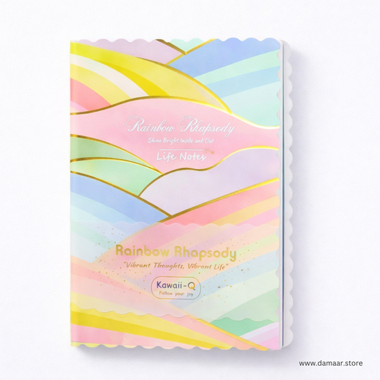Rainbow Shine Notebook | Premium Kawaii-Q Notebook | Vibrant Colourful | Ruled Pages