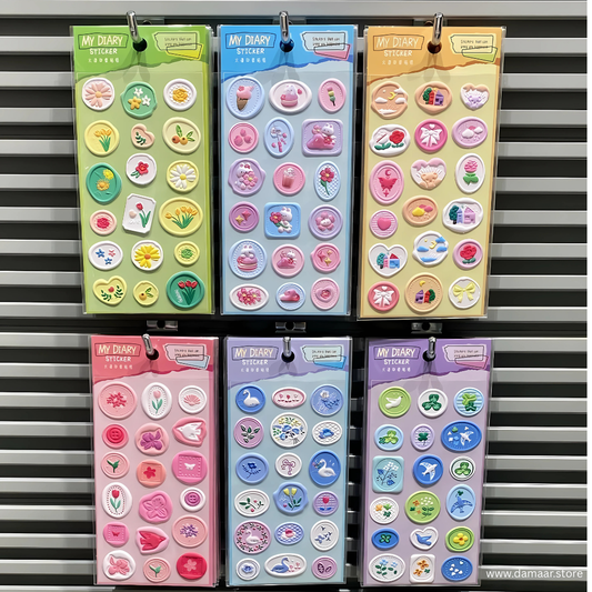 Seal Stamp Stickers | 3D Puffy - PVC | Pack of 6 Different Design | 108 Stickers | Many Styles