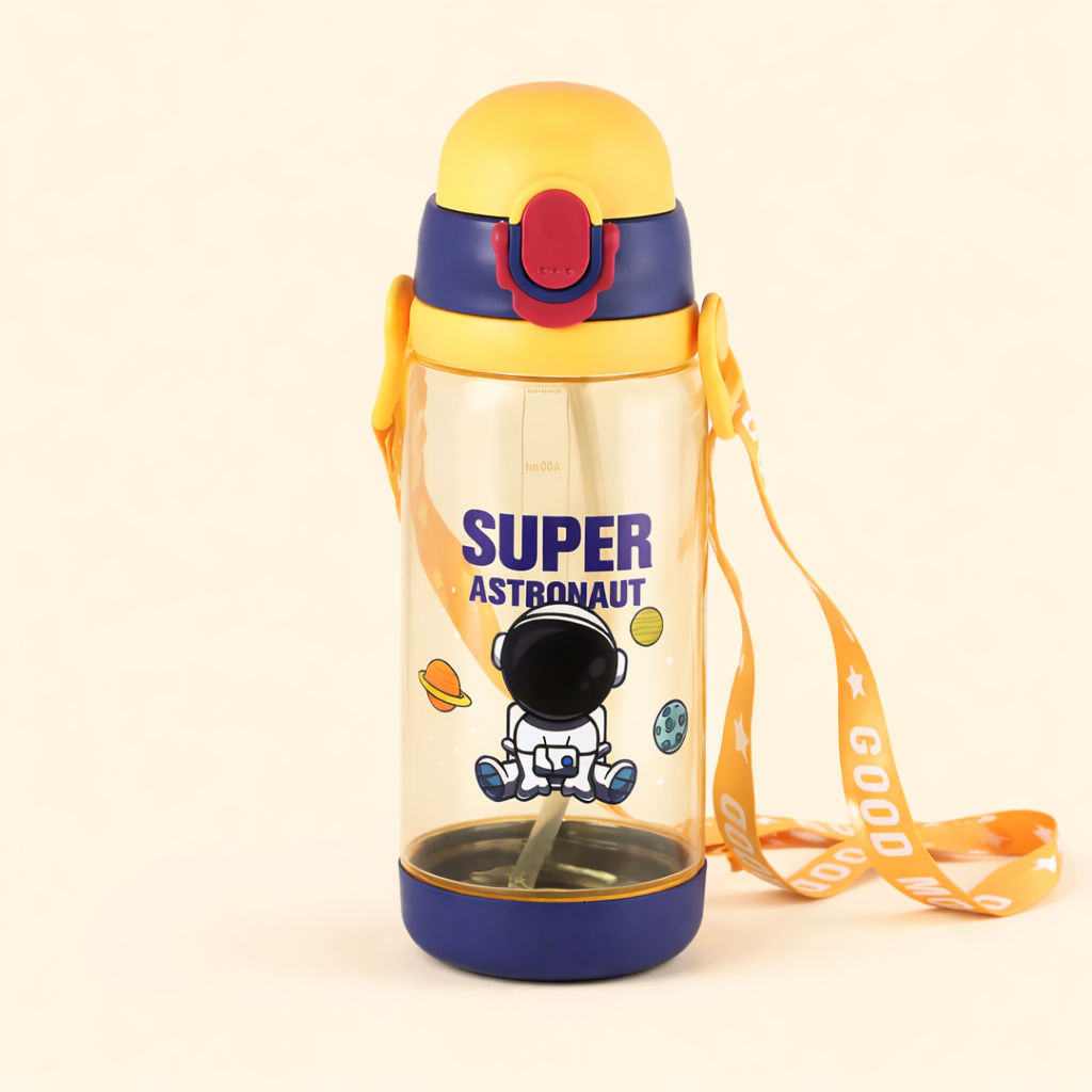 Super Astro Water Bottle | 600 ML Capacity | Leakproof Sipper | Adjustable Straps | Stylish