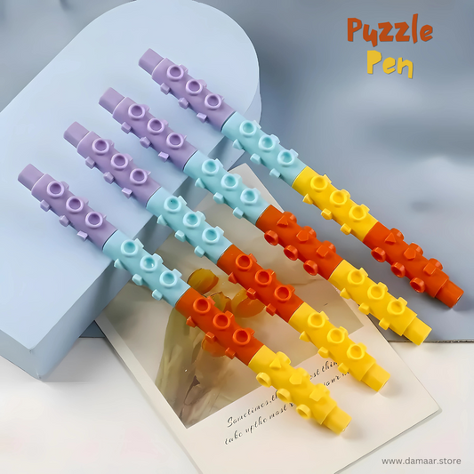 Puzzle Block Pen | Blue Ink | Gel Pen | Available in set of 4