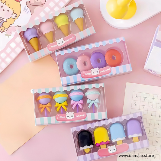 Ice Cream - Desert Erasers | Soft Eraser | Attractive Colours | Gift Pack | Set of 2 packs