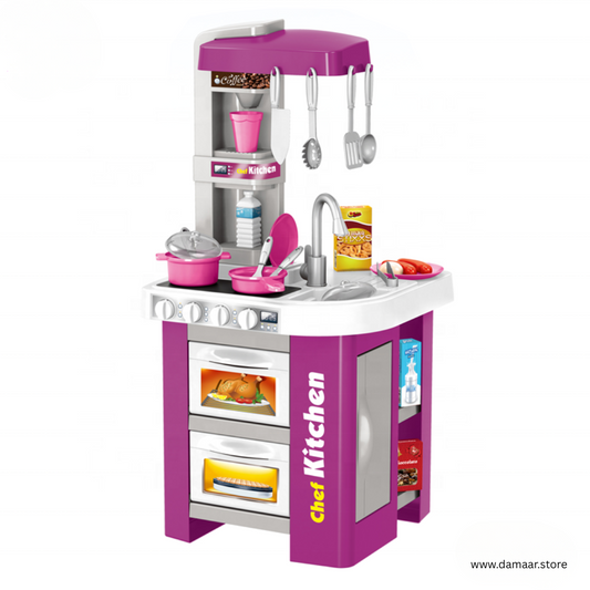 Little Chef Kitchen Play Set | With Light and Music | Wide Storage | Attractive Tableware | Kids Aged 3+