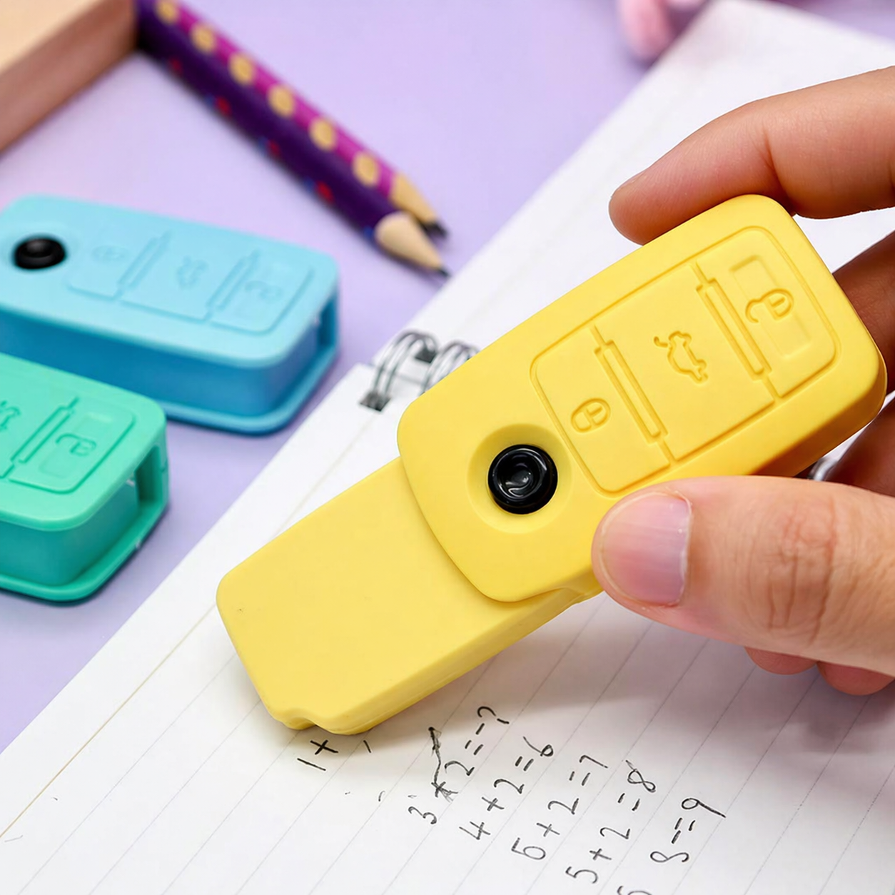 Car Remote Key Eraser | Fun and Fancy Eraser | Set of 2 Random Colours | Return Gifts & Stationery Collections