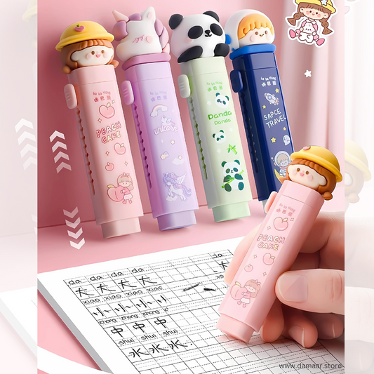 Cute Sliding Eraser | Push Pull Type | Pack of 2 Different Design