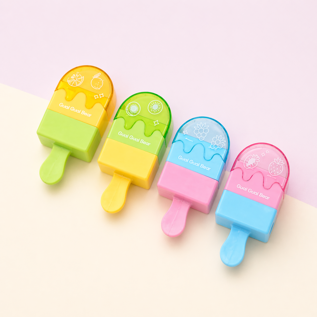 Ice Cream Popsicle Eraser and Sharpener | 2 in 1 Compact Tool | Set of 2 Random Colours | Return Gifts & Stationery Collections