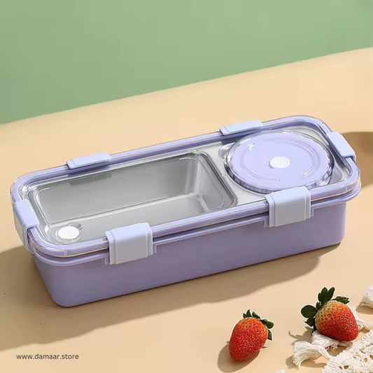SlimLock Duo Lunch Box | Portable and Compact | Stainless Steel Tiffin | Leak-proof | Ideal for School, Office or Travel