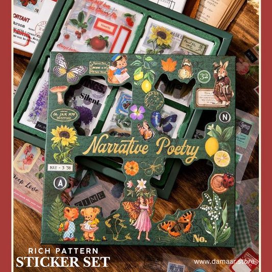 Vintage and Nature Style Sticker Collection | 100 sheets and 640 patterns
