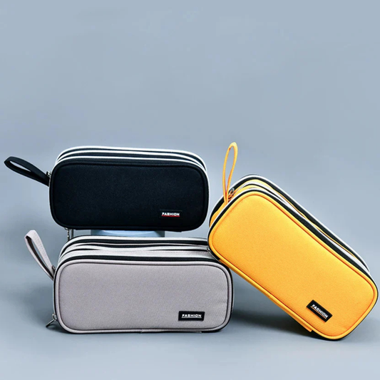 Fashion Pouch | Multifunctional Large Capacity Pencil Case| 3 Zippers Storage | Ideal for Students and Professionals