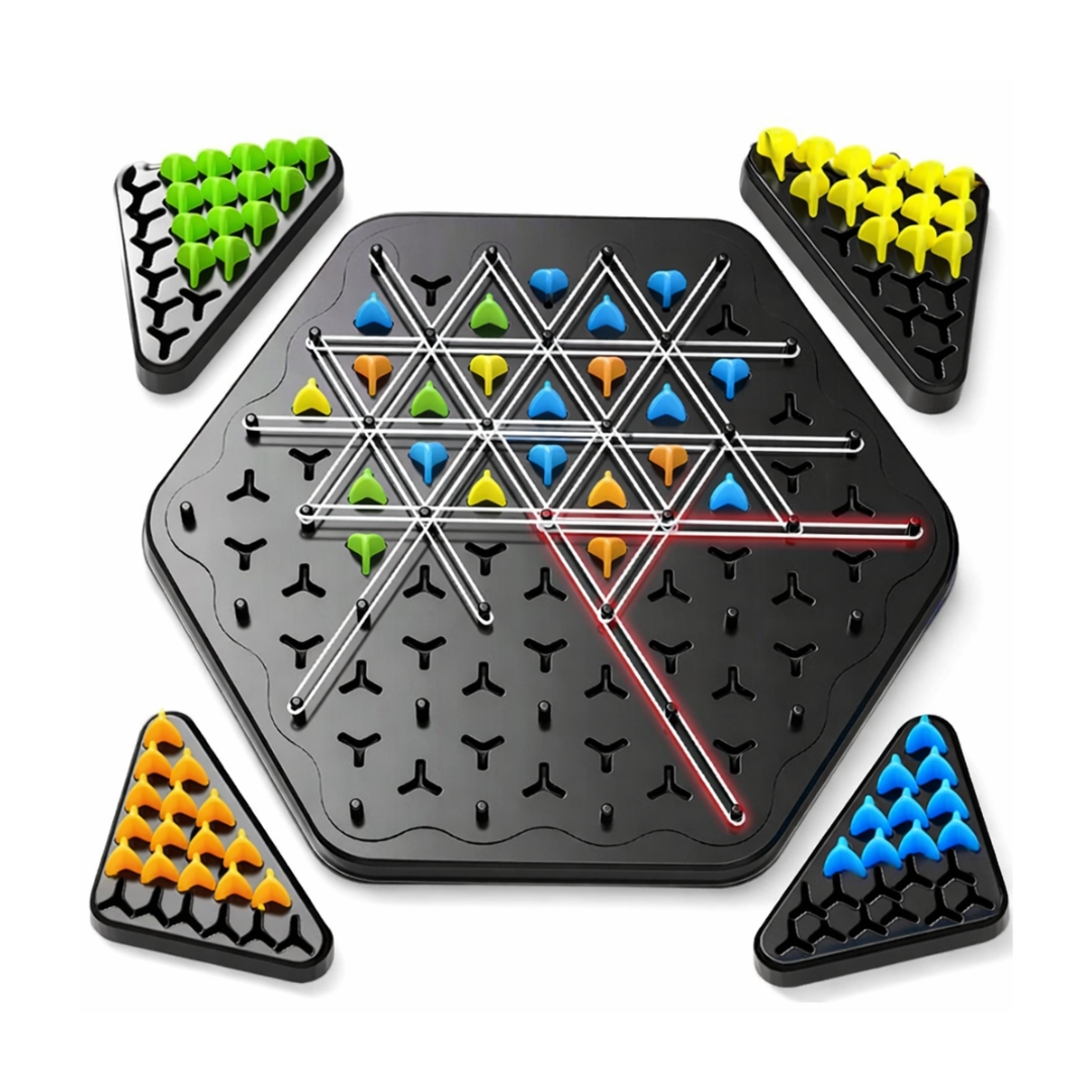 Chain Triangle Chess Game | Strategic Thinking | Brain Development |  2 to 4 Players | Creative Board Game for Teens Children and Family