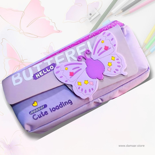 Pencil Pouch - Butterfly Design | Stationery | Large Capacity