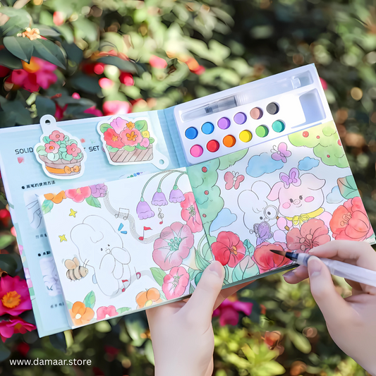 Watercolour Colouring Book | Painting Art | Premium Thick Quality Doodle Paper | Shiny Grainy Texture