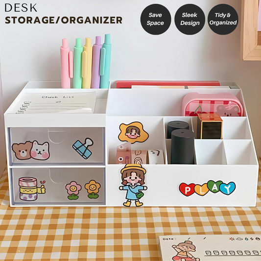 Sleek Desk Organizer | Multipurpose Storage Box | Save Space | Home or Office Use