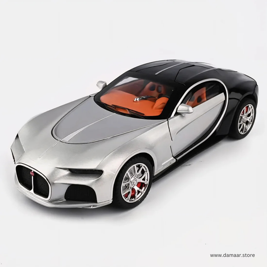 Bugatti Atlantic Super Car | 1:24 Large Size | Die Cast Metal Pull Back | Openable Doors | Lights and Music | Premium and Rich Look
