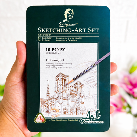 Giorgione Sketching Art Set | Premium Quality Pencils | Portable and Travel Friendly Metal Case  | Return Gift