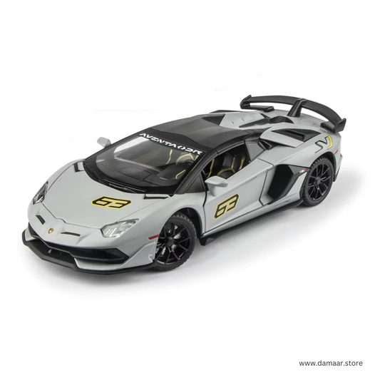 Lamborghini Aventador Car | 1:24 Large Size | Die Cast Metal Pull Back | Openable Doors | Lights and Music | Premium and Rich Look