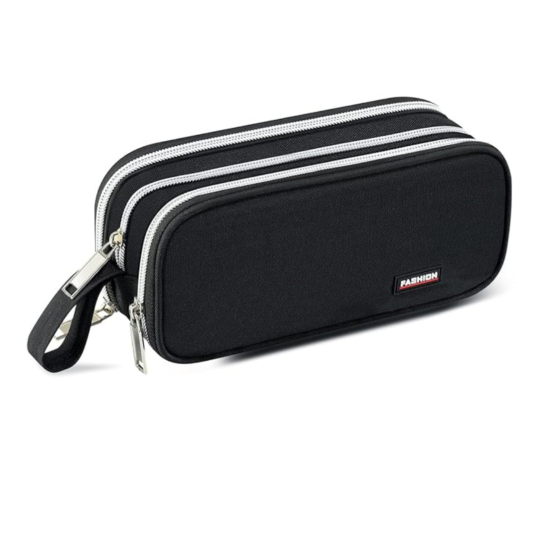 Fashion Pouch | Multifunctional Large Capacity Pencil Case| 3 Zippers Storage | Ideal for Students and Professionals