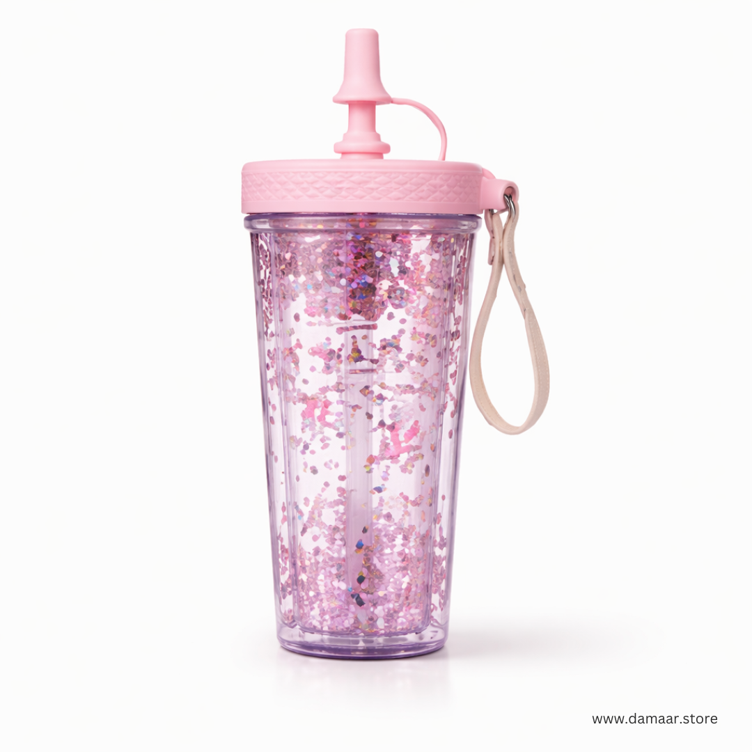 Glitter Sipper Bottle | Double Wall Heavy | 400ML Capacity | BPA Free |  Great gifts for girls, boys, kids and friends
