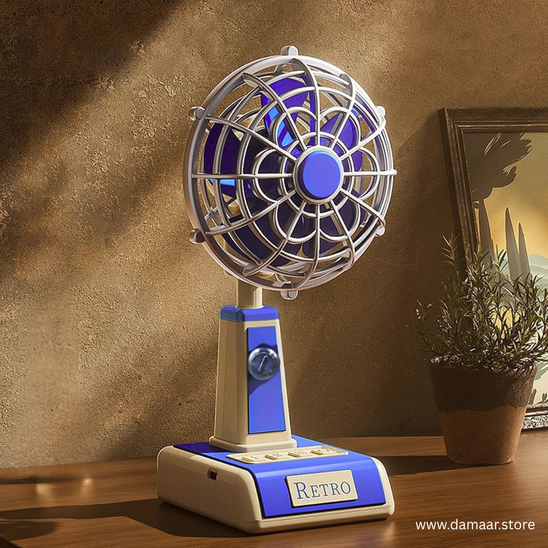 Retro Fan | Stylish | Refreshing Comfort | Rechargeable | Carry Outdoor or Indoor
