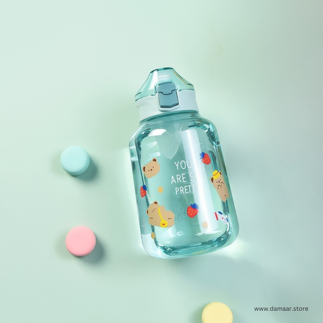 Cute Jumbo Water Bottle | 1200 ML Capacity | BPA Free | Leakproof Design | For School, Travel, and Outdoor Activities