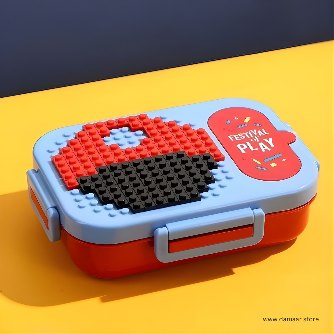 Block Bite Lunch Box | Secure Lock and Leak-proof | Available in 2 & 3 Compartment | Kid Friendly Design