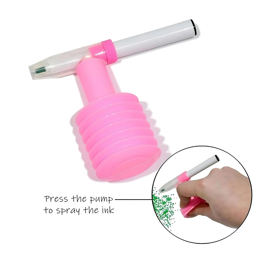 Colour Spray Pen | Artistic | Fun | Vibrant Colours | 12 Shades+Stencils+Spray Pump | for Kids