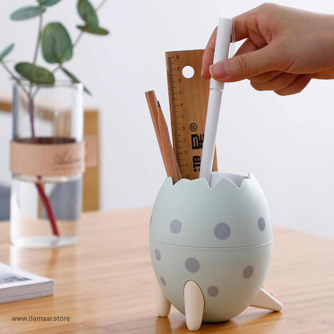 Dino Egg Pen Holder |  Stationery and Makeup Organiser | Unique and Portable | Cute Design | Multipurpose Use