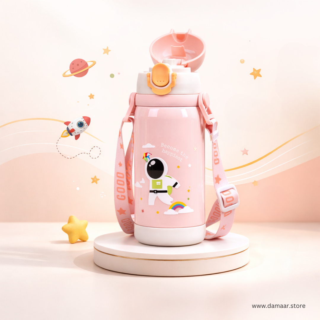 Trendy Outerspace Water Bottle | Stainless Steel Bottle | Leak-Resistant | Adjustable Strap | For Kids and Teen