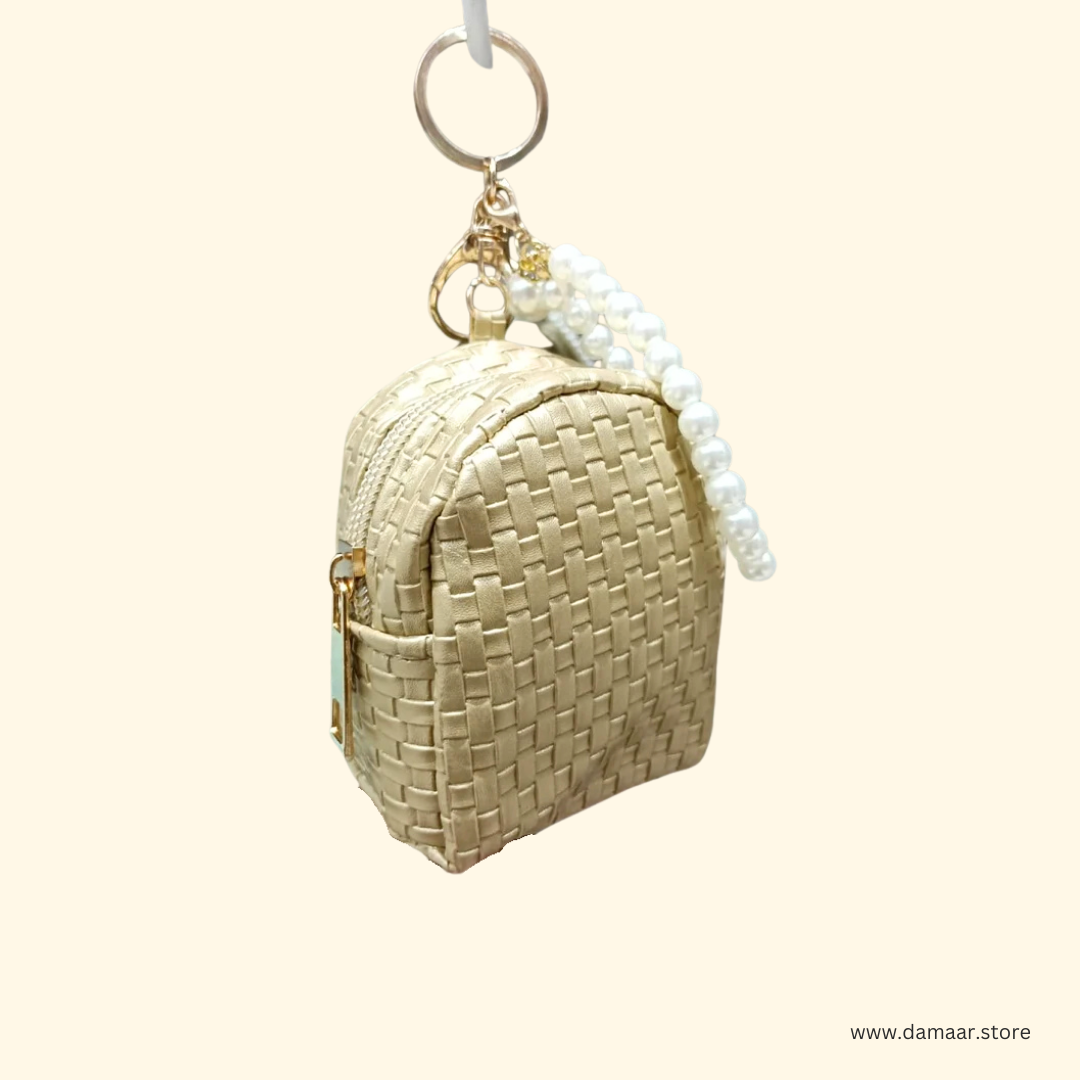 Mini Woven Keychain Pouch | Stylish | Compact | Multipurpose Use | Smooth Zip | Gift