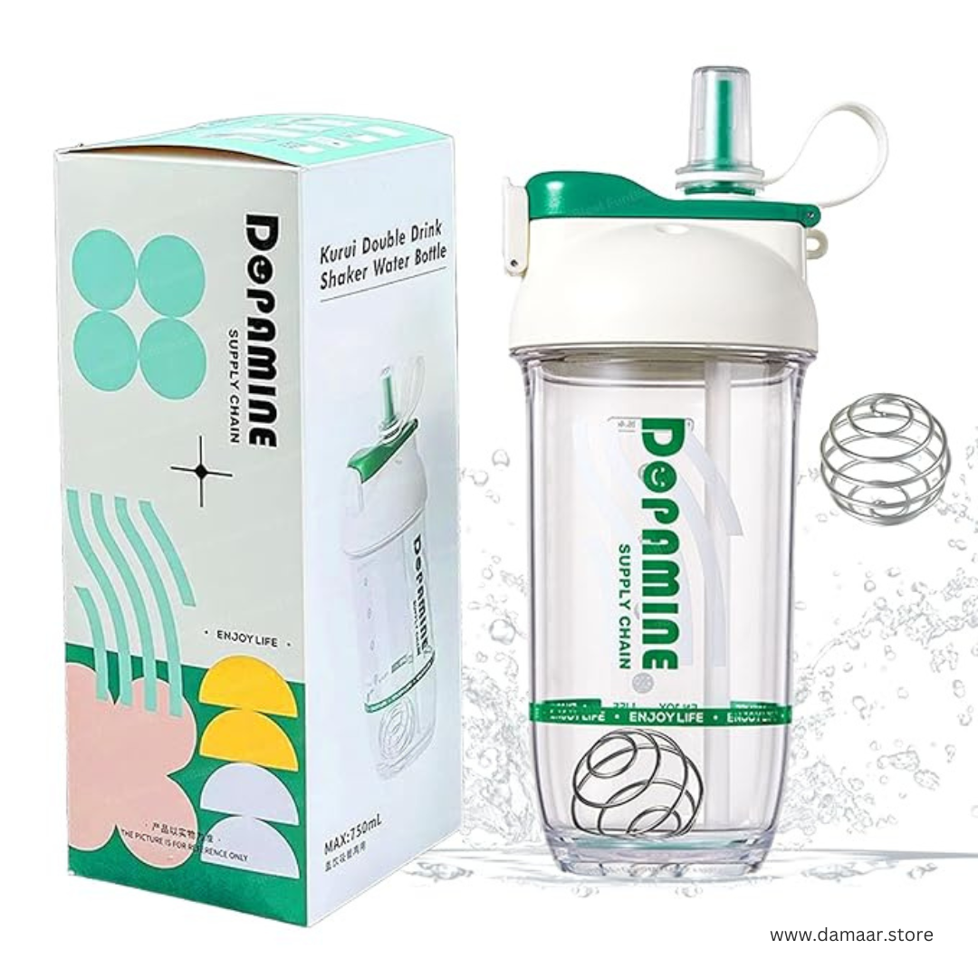 Stylish Sports Shaker Bottle | Dual Drinking Option | 750ML Capacity | BPA Free | Ideal for Sports, Gym and Travel