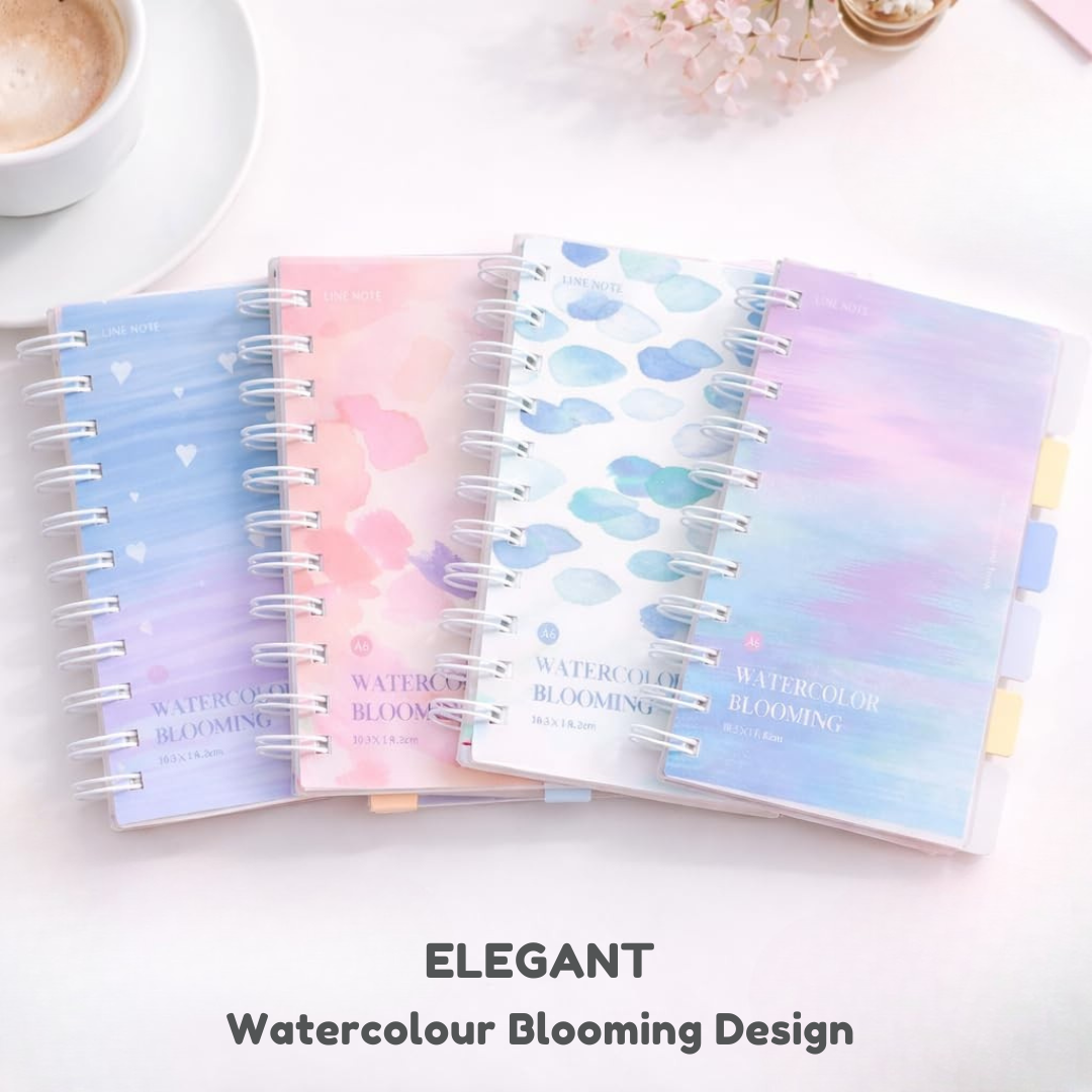 Watercolour Blooming Notebook| Ruled Pages | Waterproof Cover | Available in A5 & A6 Size Notebook | School or Office