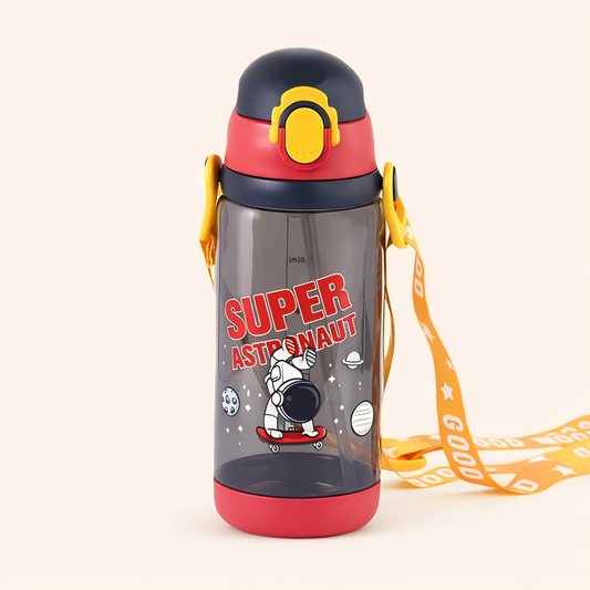 Super Astro Water Bottle | 600 ML Capacity | Leakproof Sipper | Adjustable Straps | Stylish