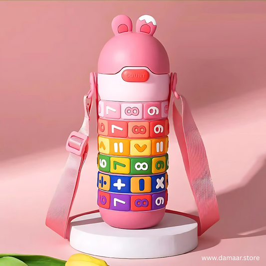 Rotating Fun Bottle | Plastic Water Bottle | Leakproof | Colourful | Educational | Maths Learning | Stylish