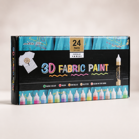 3D Fabric Paint | 24 Vibrant Colors | Premium DIY Multi-Surface Dimensional Art Kit | Return Gift