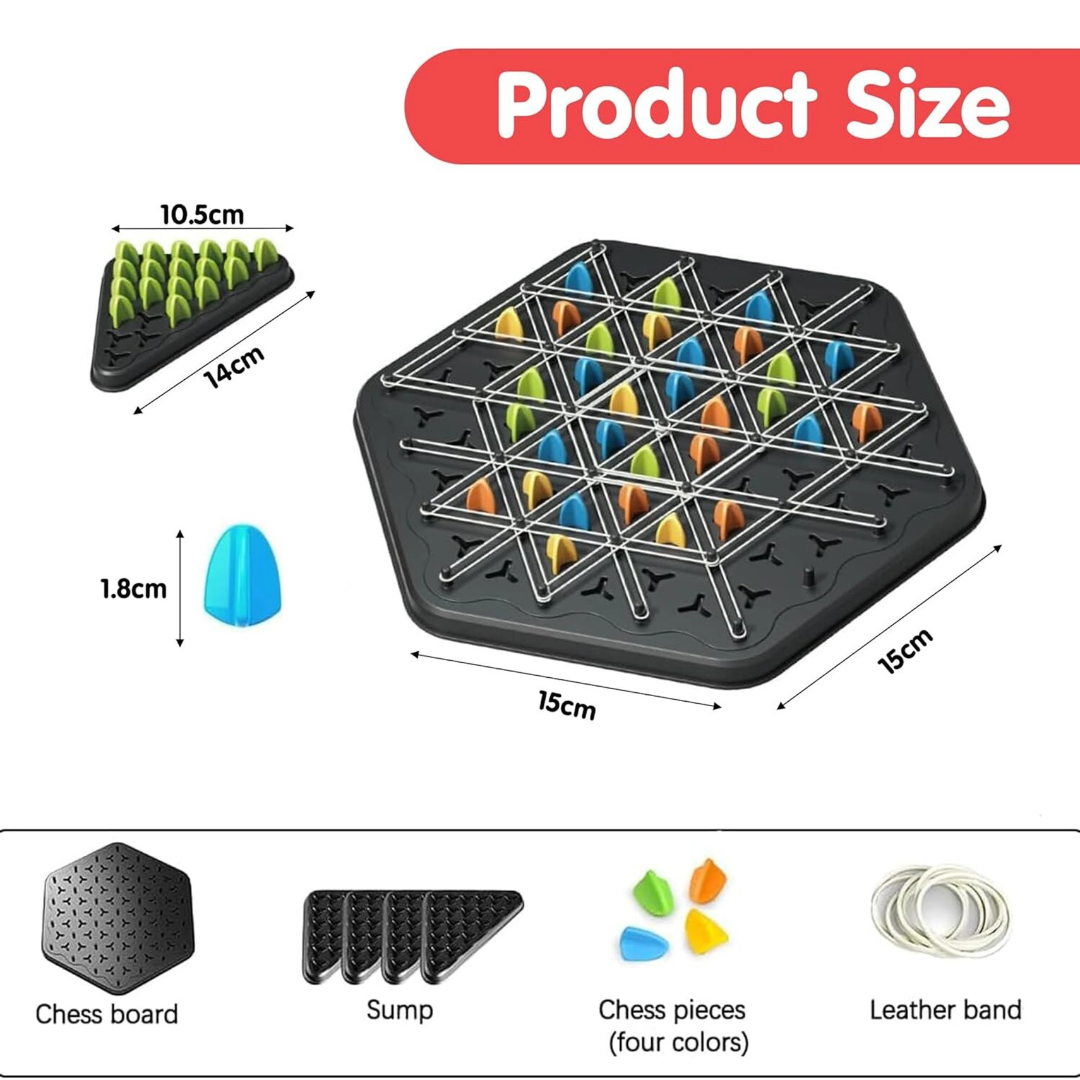 Chain Triangle Chess Game | Strategic Thinking | Brain Development |  2 to 4 Players | Creative Board Game for Teens Children and Family