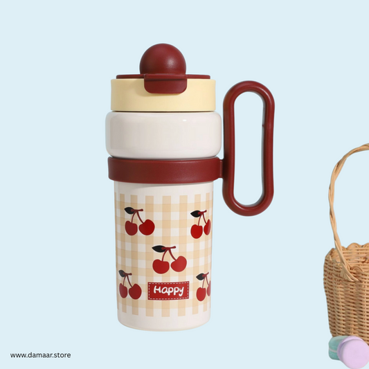 Happy Tumbler | 900 ML Large Capacity | Premium Stainless Steel | Comfort Grip Handle | Leak Proof | Stylish